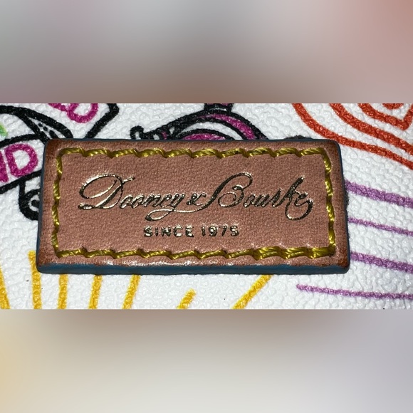Dooney & Bourke White Multi Disney Print Wristlet with Tan Trim - Picture 3 of 7